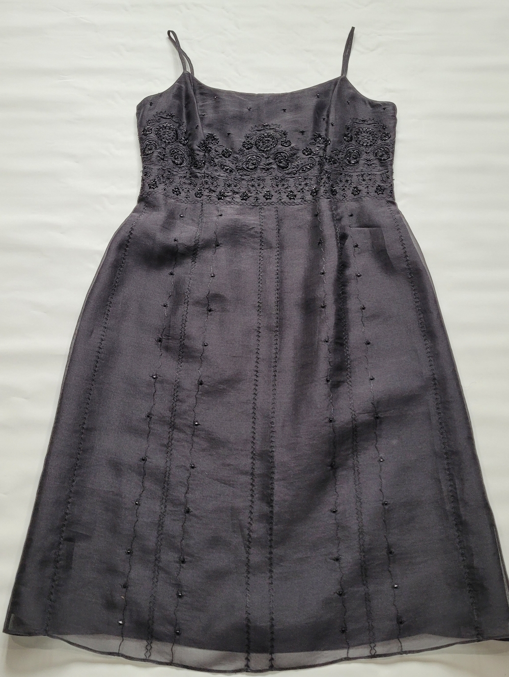 Black silk beaded and embroidery dress